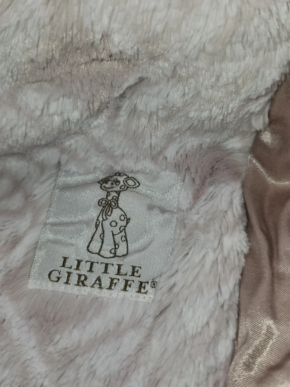 Little Giraffe Plush Luxe Faux Fur Pink Baby Blanket Satin Trim Made in USA